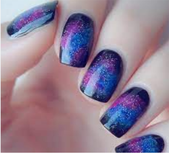 glitter galaxy nail