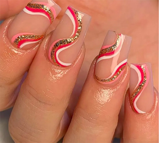 glitter swirls nail design